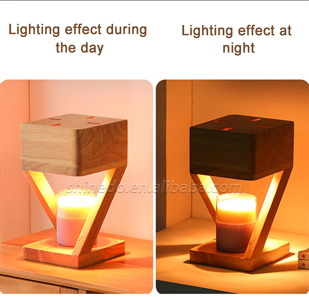 Solid Wood Lamp Body Electric Candle Warmer Lamp Wax Melt Lamps for Bedroom Hotel Night Lights SD-SL1142