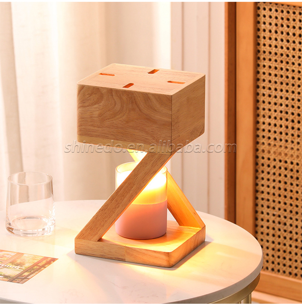 Solid Wood Lamp Body Electric Candle Warmer Lamp Wax Melt Lamps for Bedroom Hotel Night Lights SD-SL1142