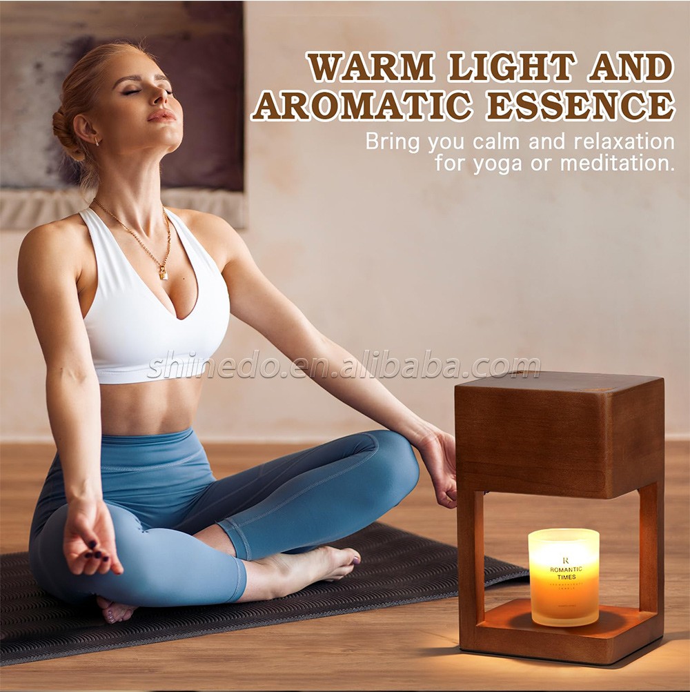 Simple Dimmable Solid Wood Lamp Body Electric Candle Warmer Lamp Wax Melt Lamps for Bedroom Hotel Night Lights SD-SL1143