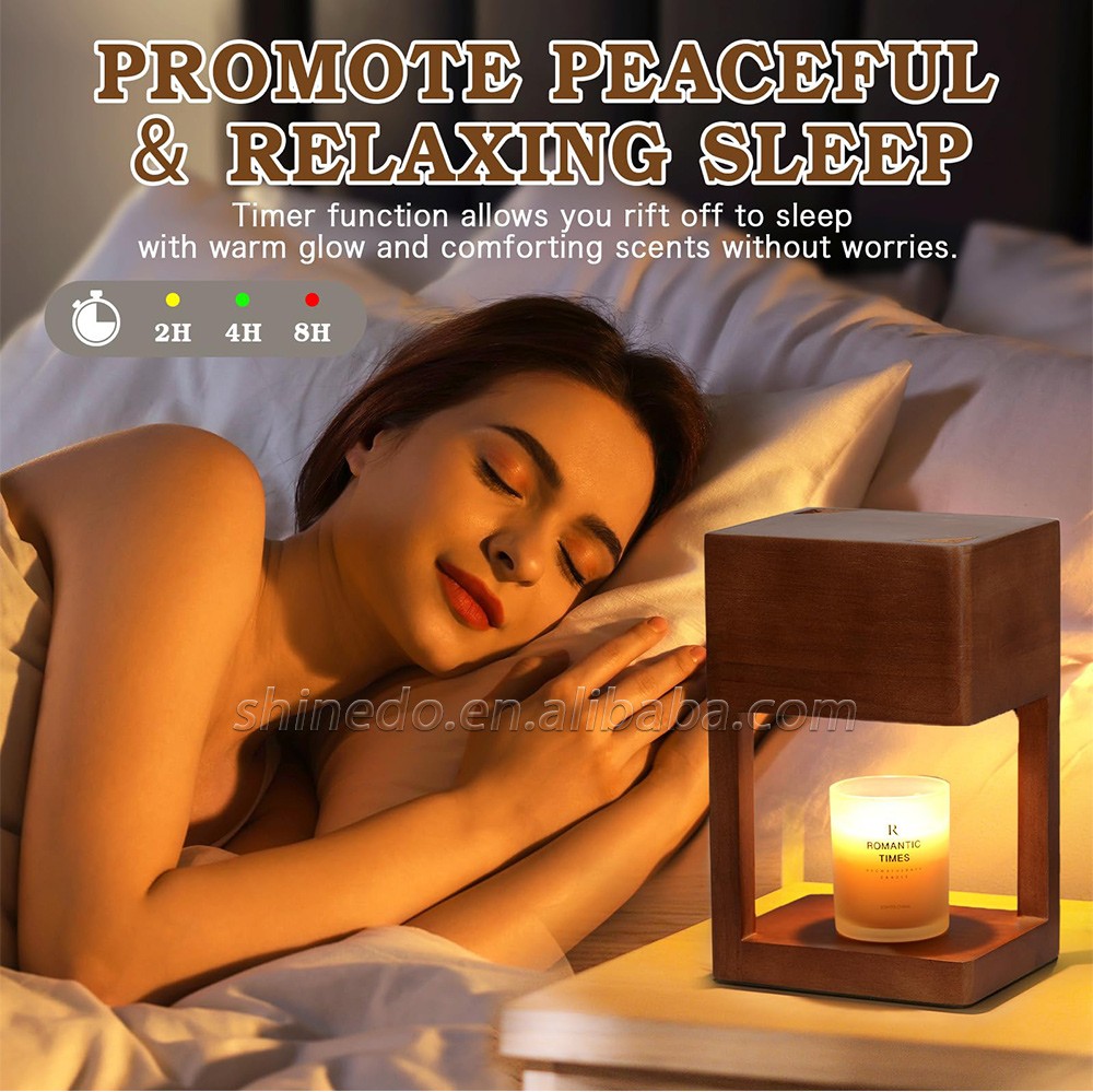 Simple Dimmable Solid Wood Lamp Body Electric Candle Warmer Lamp Wax Melt Lamps for Bedroom Hotel Night Lights SD-SL1143