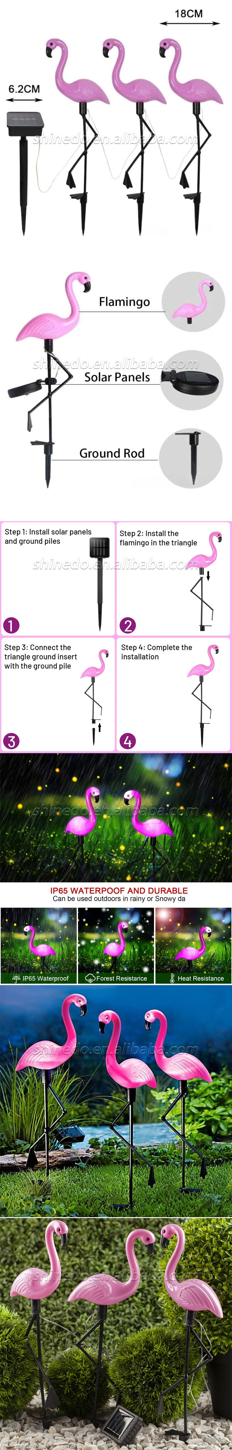 Solar Flamingos land plug-in lights one drag three outdoor garden landscape patio decorative lawn lights SD-SL1536