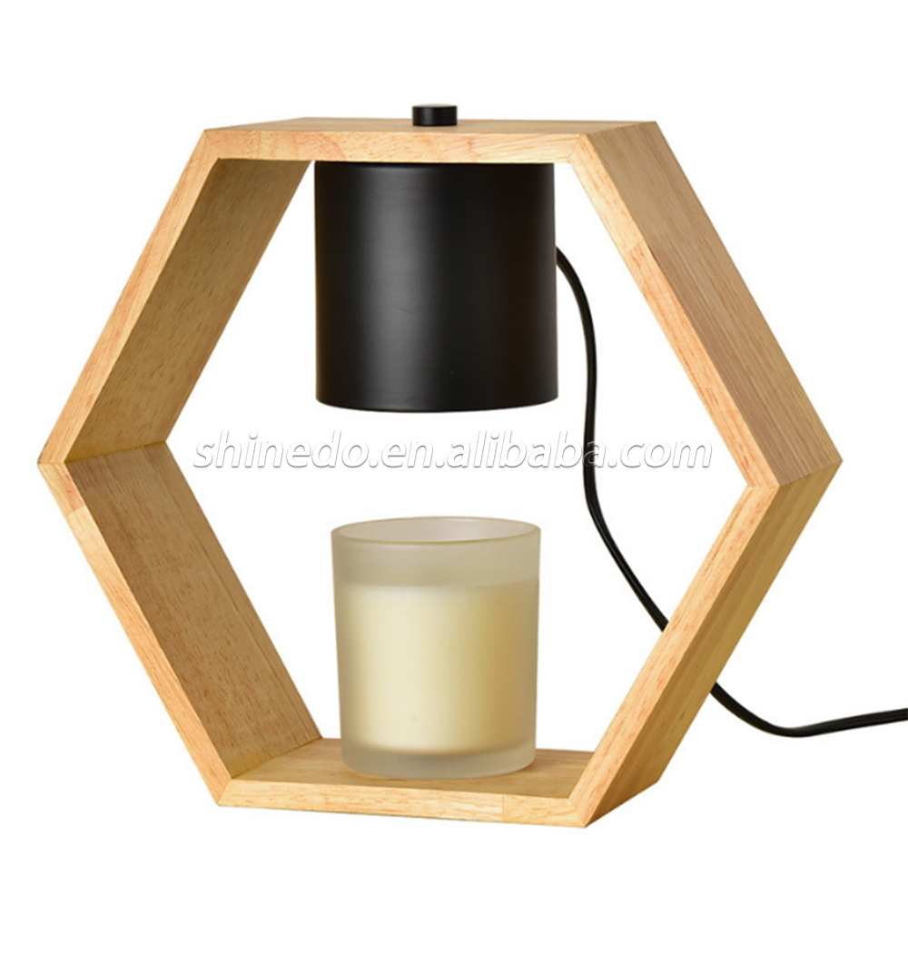 Aromatherapy Wax Candle Warmer Melting Dimming Night Light Wooden Base Bedside Desk Safety Table Lantern Lamp SD-SL1222