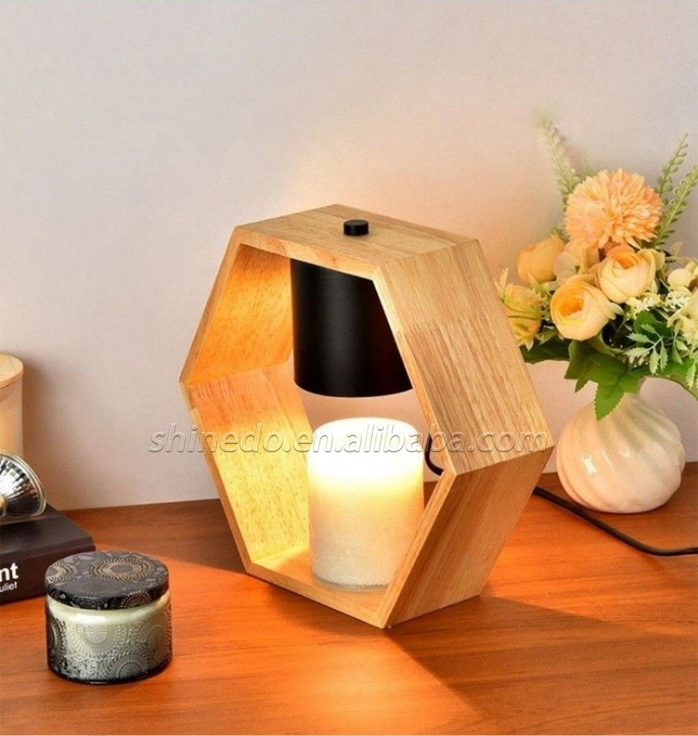 Aromatherapy Wax Candle Warmer Melting Dimming Night Light Wooden Base Bedside Desk Safety Table Lantern Lamp SD-SL1222