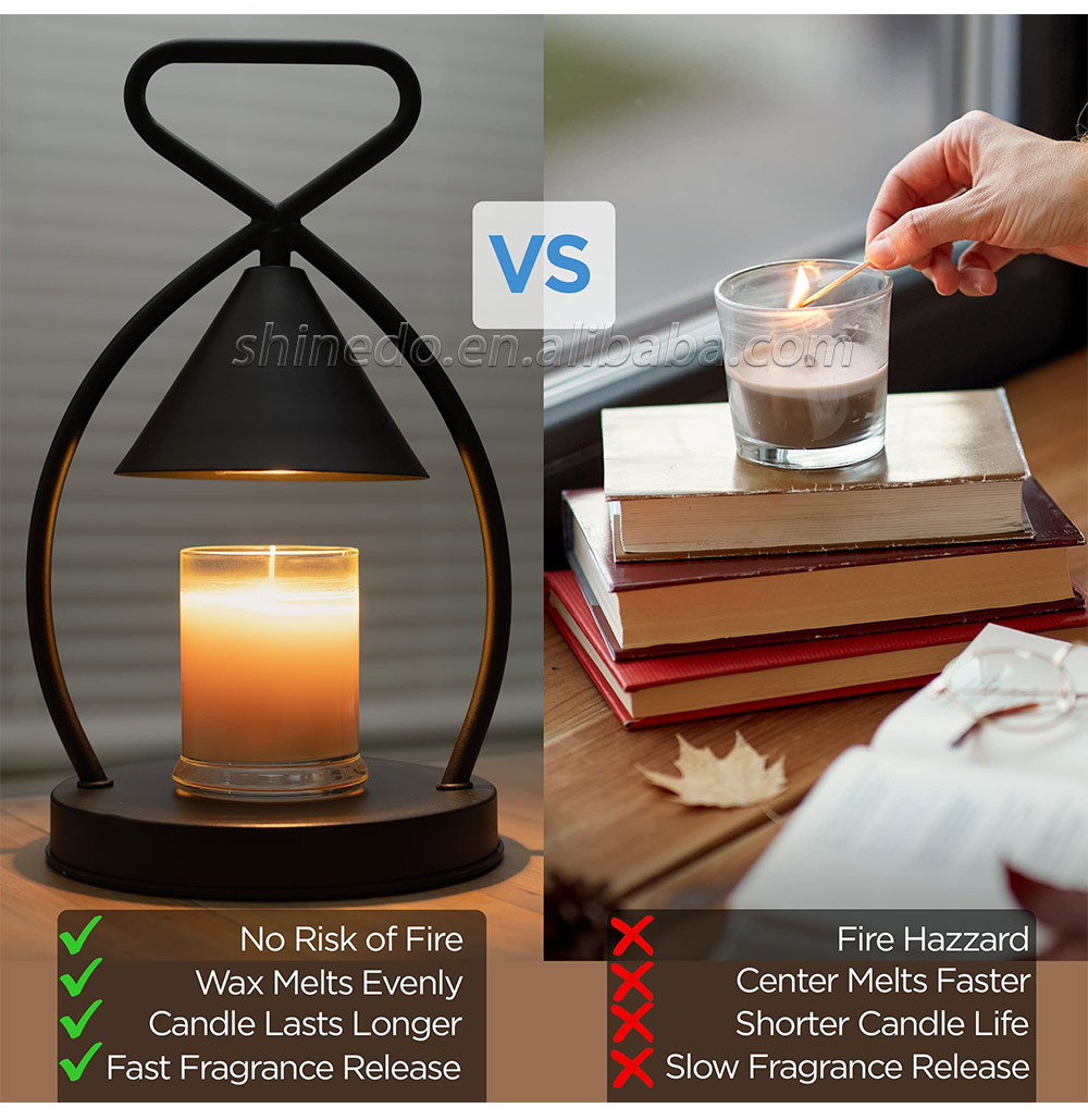 Electric Candle Warmer Lamp Retro Candle Melting Table Lamp Dimming Switch Candle Incense Burner for Home SD-SL1259