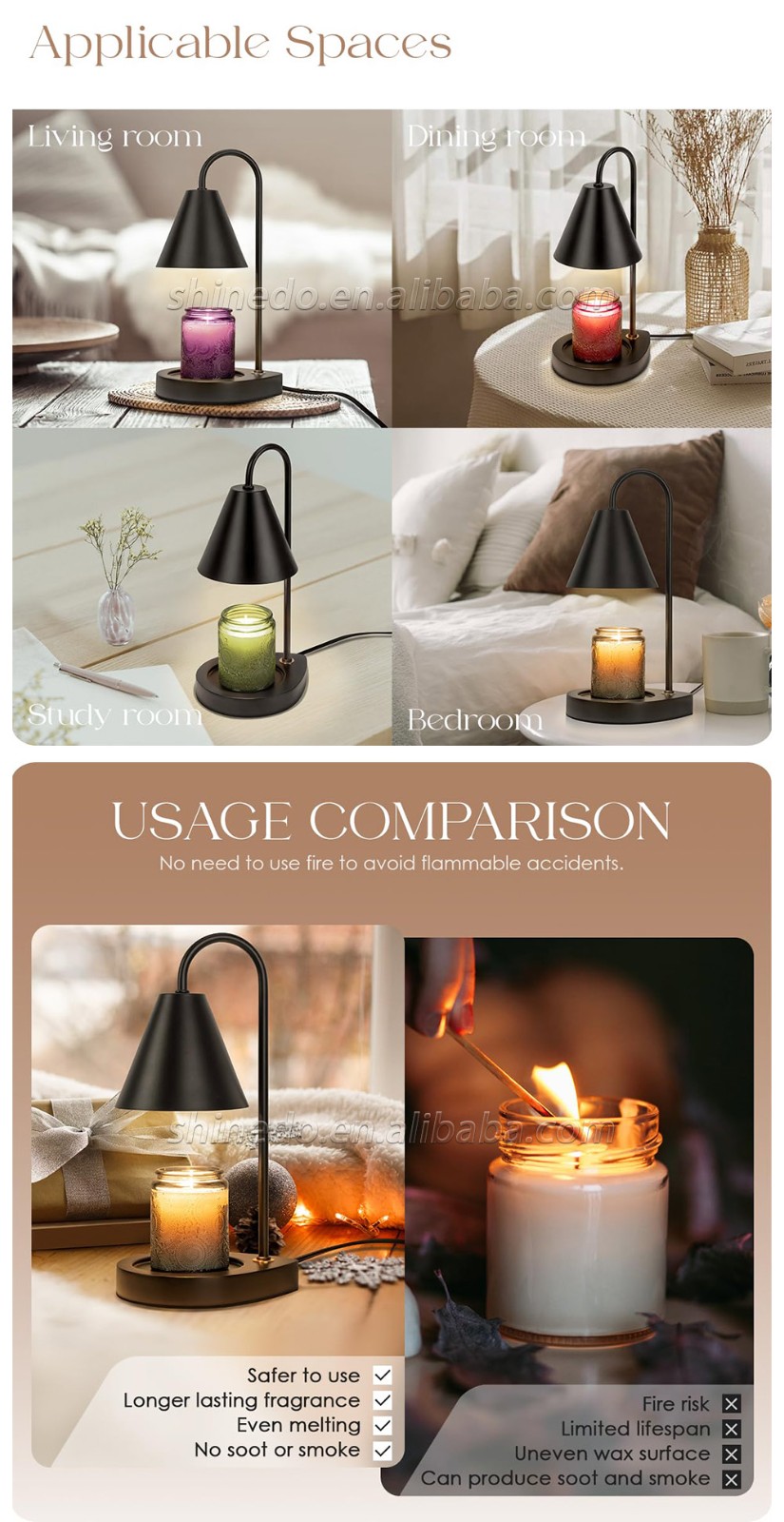 Electric Candle Heating Lamp Retro Candle Warmer Light Dimming Switch Melting Wax Night Light Romantic Table Lamp Decor SD-SL1260