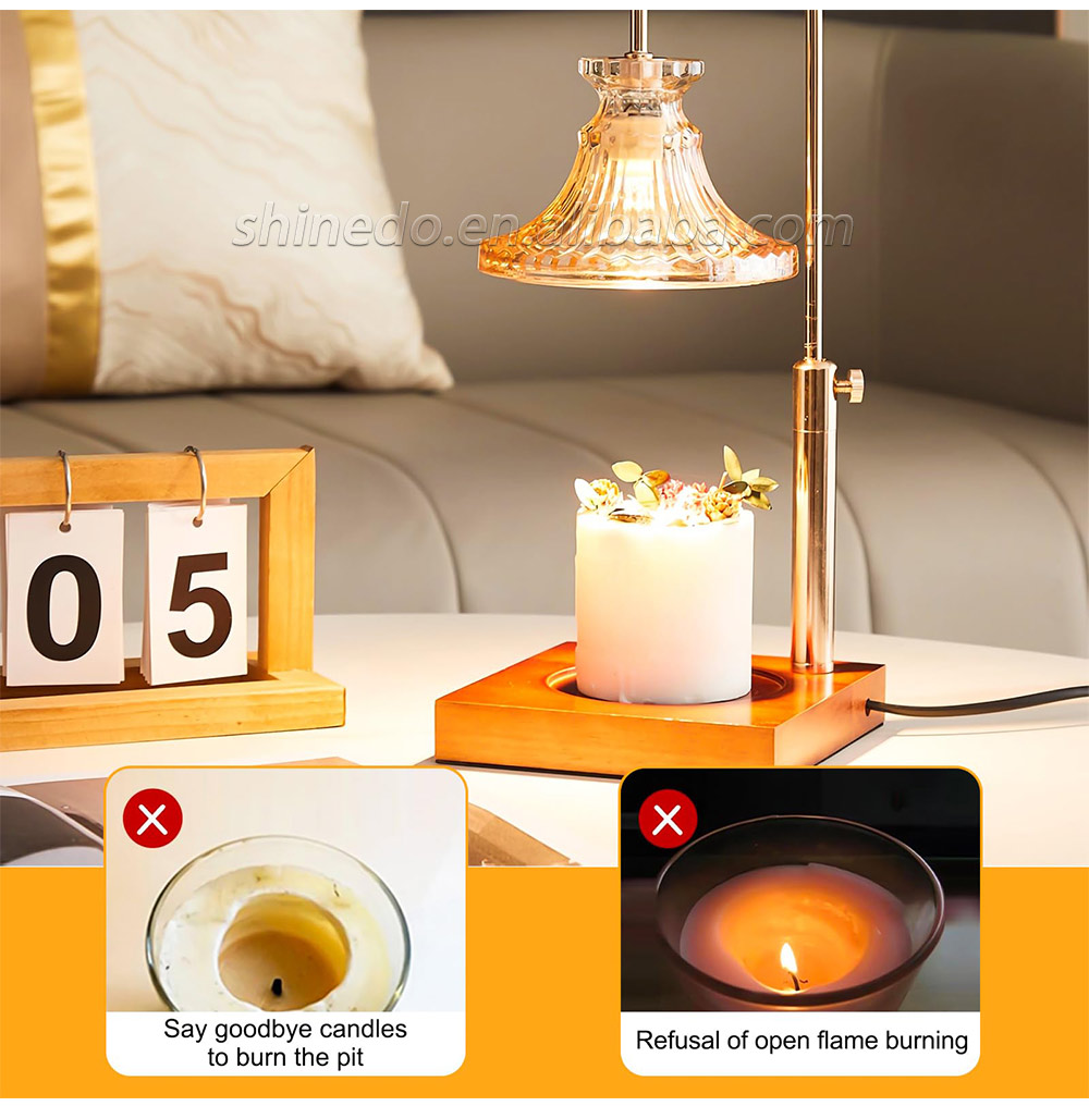 Vintage Table Electric Fragrance Candle Warmer Lamp Table Light With Glass Shape Wooden Base For Birthday Gift SD-SL1265