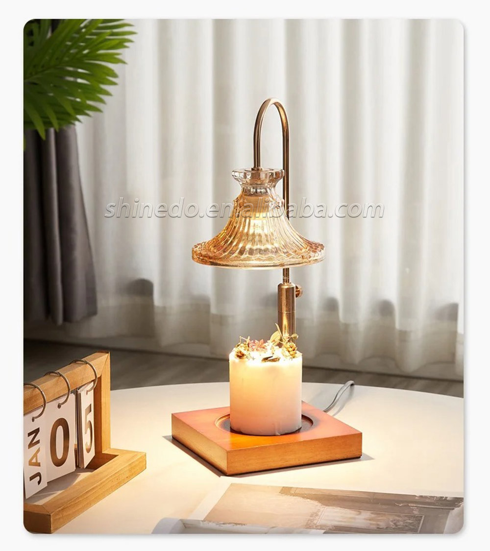 Vintage Table Electric Fragrance Candle Warmer Lamp Table Light With Glass Shape Wooden Base For Birthday Gift SD-SL1265