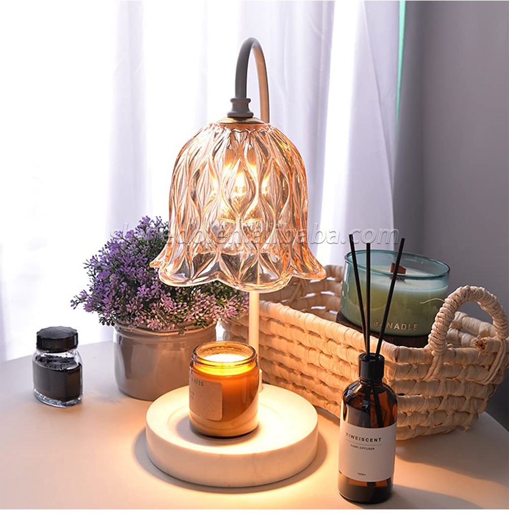 Vintage Table Electric Fragrance Candle Warmer Lamp Table Light With Glass Shape Wooden Base For Birthday Gift SD-SL1270