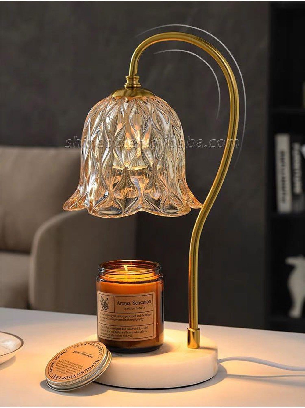 Vintage Table Electric Fragrance Candle Warmer Lamp Table Light With Glass Shape Wooden Base For Birthday Gift SD-SL1270