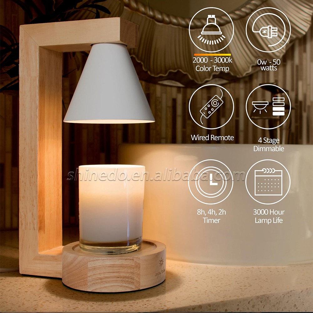 Custom Wooden Melting Candle Warmer Melting Wax Lamp Bedroom Table Dimmable Lamp Smokeless Night Light SD-SL1281