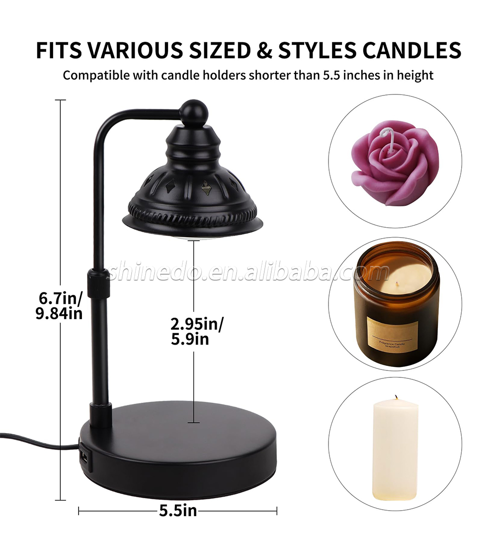 Electric Candle Melting Table Lamp Retro Candle Heating Lamp Adjustable Height Candle Melt Warmer Light for Bedroom Decoration SD-SL1128