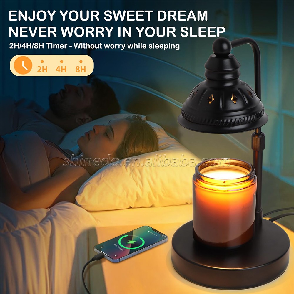 Electric Candle Melting Table Lamp Retro Candle Heating Lamp Adjustable Height Candle Melt Warmer Light for Bedroom Decoration SD-SL1128