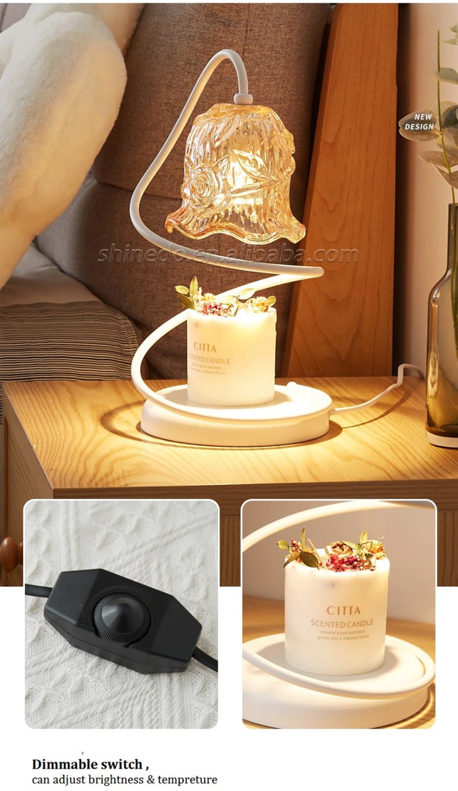 Desk lamp Electric Candle Warmer with Timer Dimmable Candle Lamp Candle light SD-SL1243