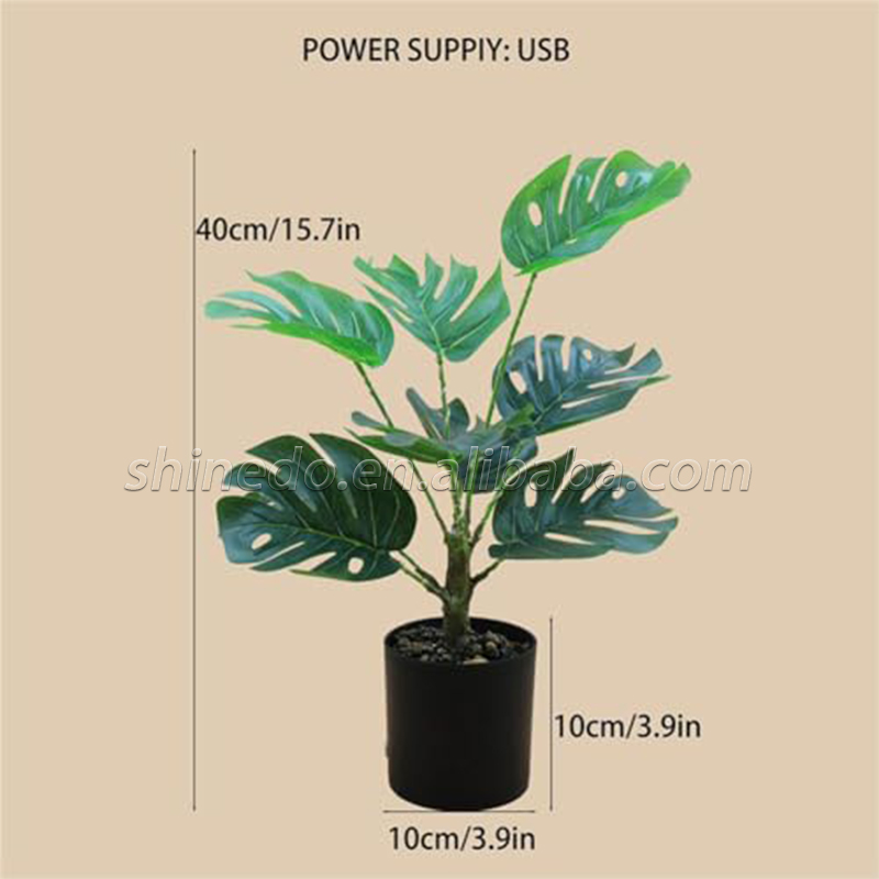 Wholesale Monstera Leaves Tree Plant Tree For wall Accessories Home Decoration Potted Plant Simulation Night light table lamp SD-SR430