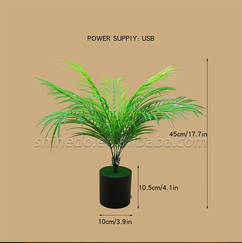 High simulation natural green interior decoration table lamp artificial potted Bonsai-Palm plant With Decor home Night light SD-SR431