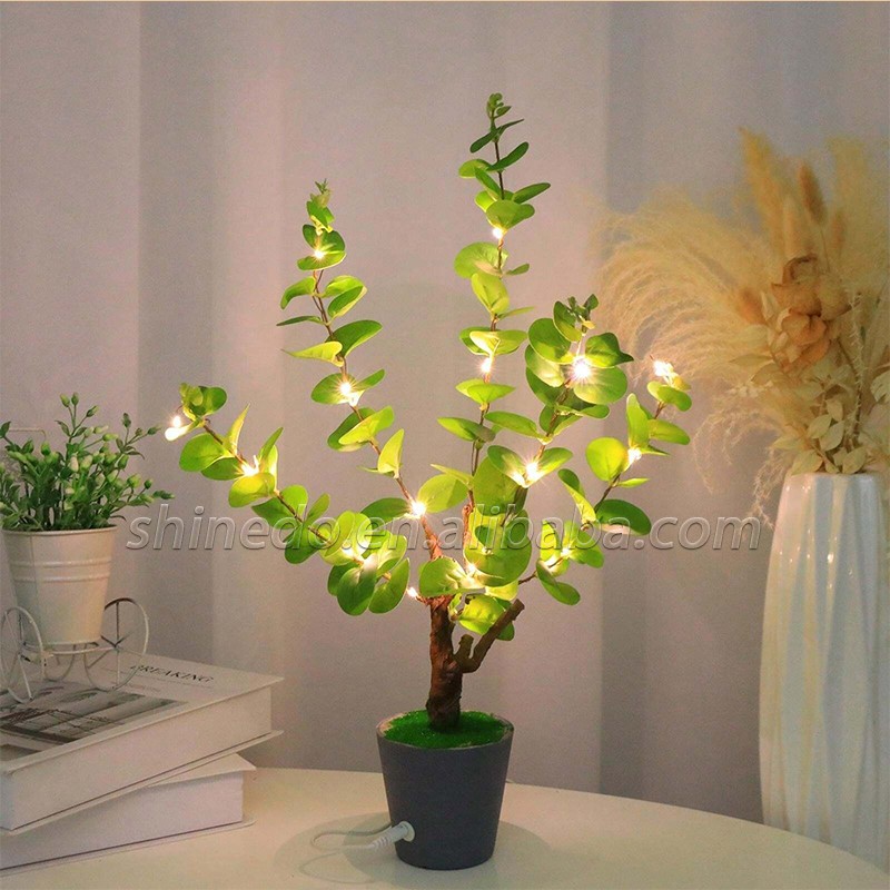 Green Leaf Tree Table lamp Led Indoor Night Light Holiday Decoration For Home By USB Battery Room Decor Lights Creative Lamp SD-SR432