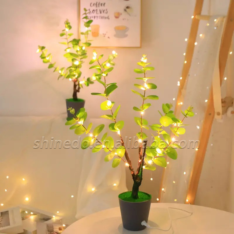 Green Leaf Tree Table lamp Led Indoor Night Light Holiday Decoration For Home By USB Battery Room Decor Lights Creative Lamp SD-SR432