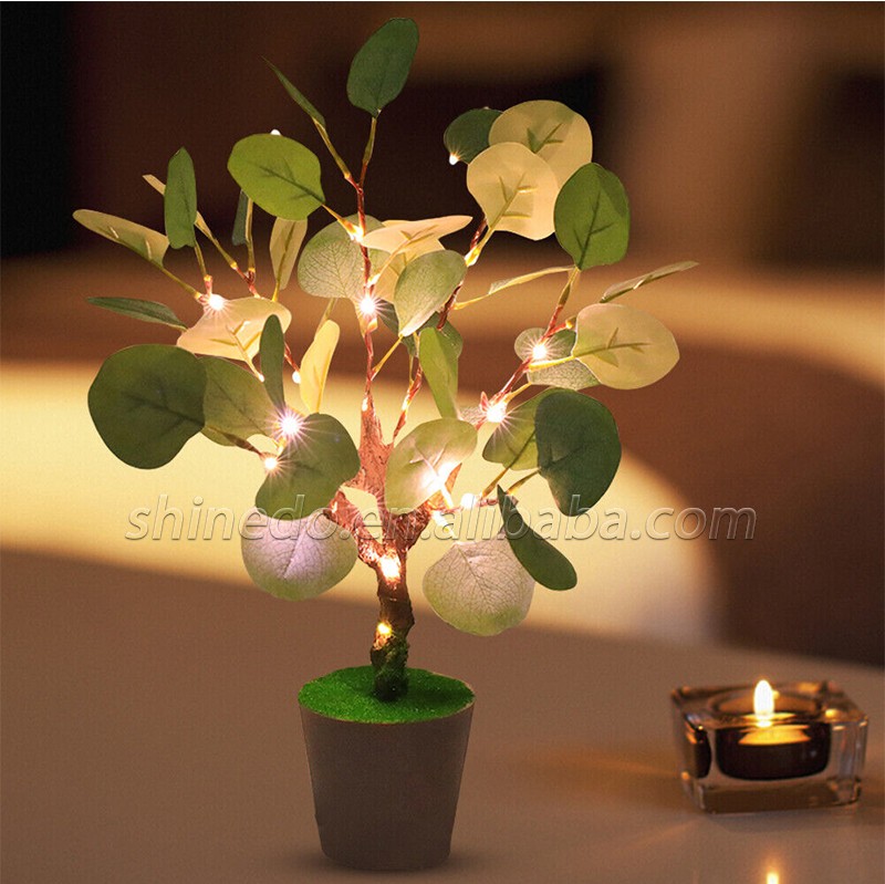 Home Decor High Quality Artificial Tree Plants Faked Eucalyptus Tree Night light table lamp for Garden Ornamental SD-SR433