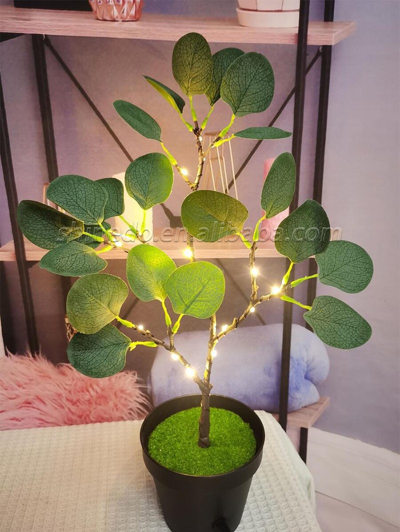 Home Decor High Quality Artificial Tree Plants Faked Eucalyptus Tree Night light table lamp for Garden Ornamental SD-SR433