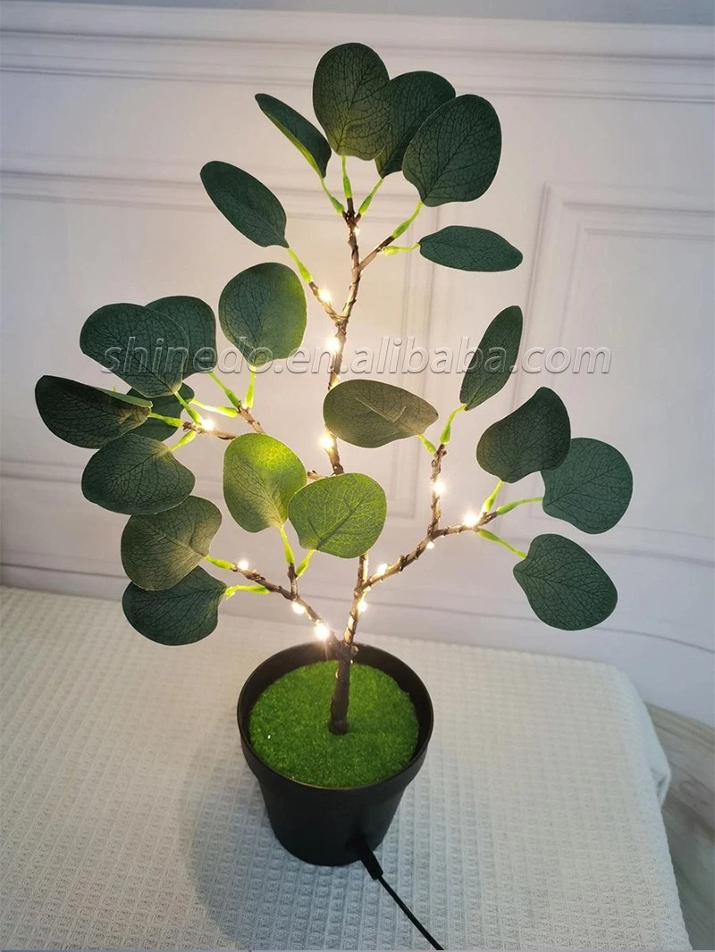 Home Decor High Quality Artificial Tree Plants Faked Eucalyptus Tree Night light table lamp for Garden Ornamental SD-SR433