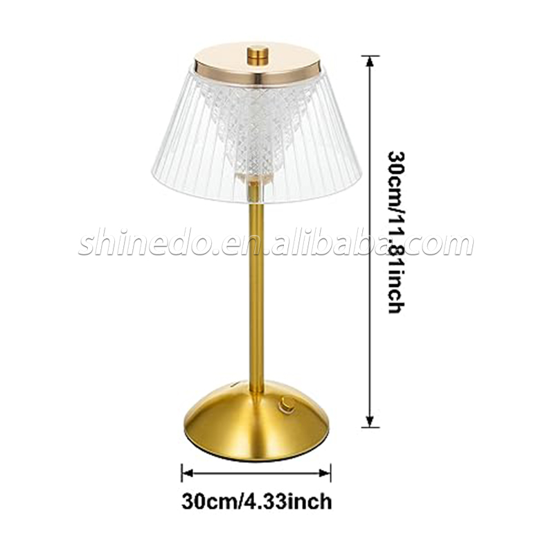 Cordless Rechargeable Lights Touch Control 3 Colors Stepless Dimmable LED Table Lamp Diamond-CrystalLamp Ambient Night Light SD-SR436