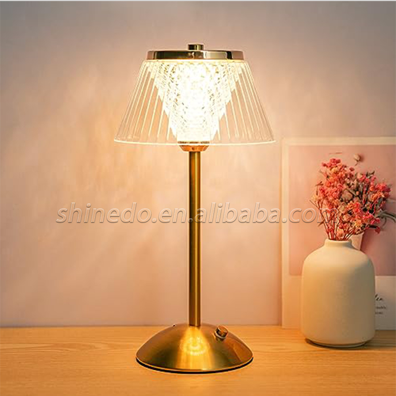 Cordless Rechargeable Lights Touch Control 3 Colors Stepless Dimmable LED Table Lamp Diamond-CrystalLamp Ambient Night Light SD-SR436