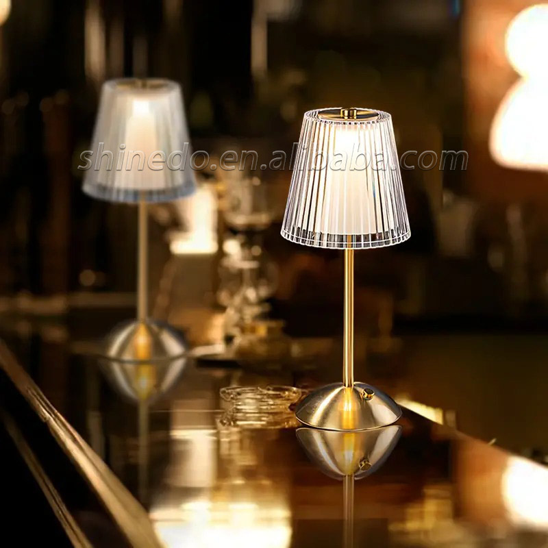 Cordless Rechargeable Dimmable LED Night light Touch Portable Crystal Gold Metal Beside desk table Lamp SD-SL442