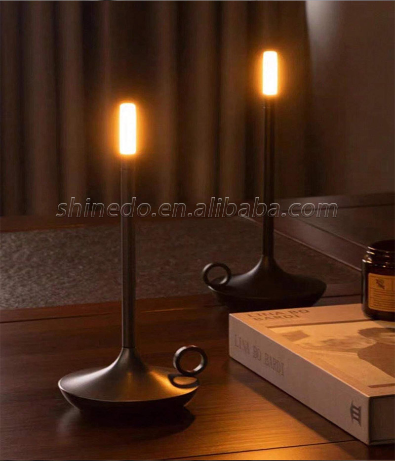 Metal Gray Wick Candle Night Light Touch Bar Led Bedside Home Restaurant Battery Modern Nordic Table Lamp Home decor SD-SR444