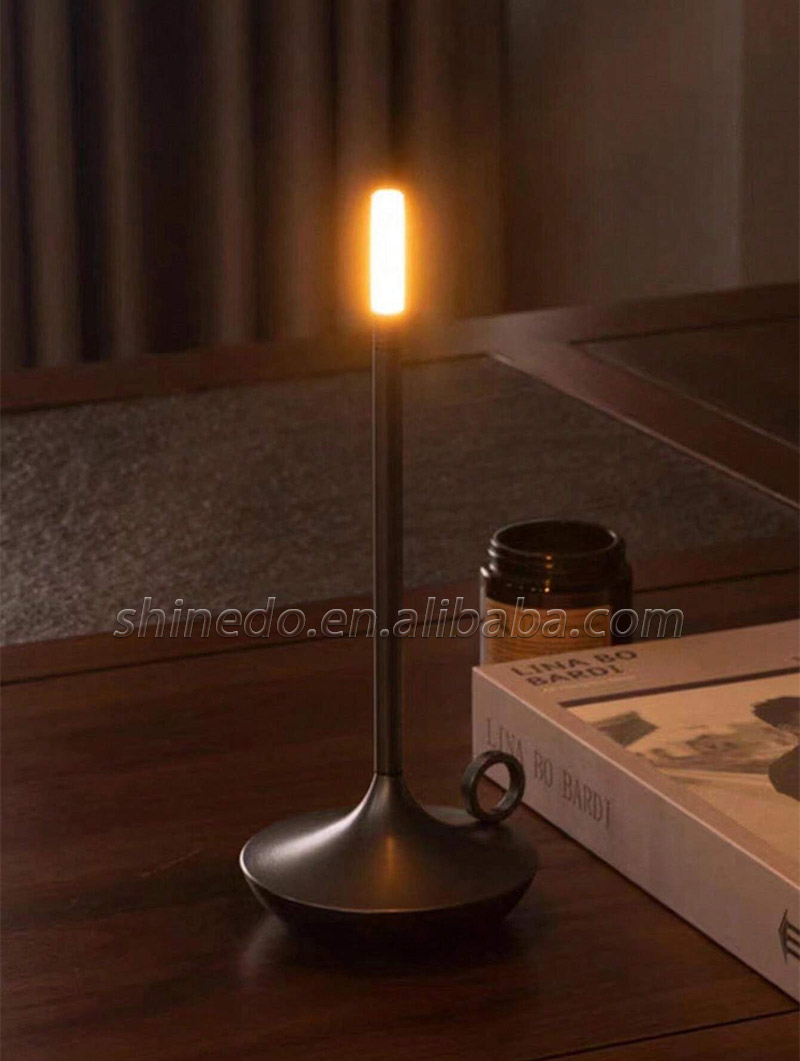 Metal Gray Wick Candle Night Light Touch Bar Led Bedside Home Restaurant Battery Modern Nordic Table Lamp Home decor SD-SR444