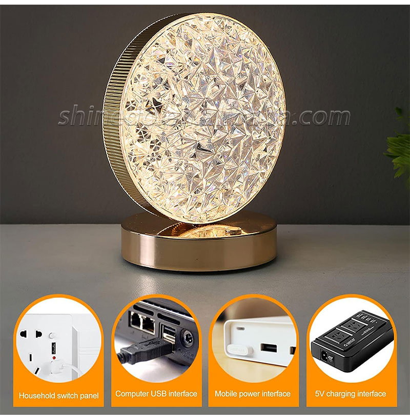 crystal Bedroom Touch Dimming Night Light Girls Room Home Decor USB Bedside LED Table lamp SD-SR448