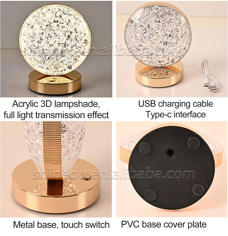 crystal Bedroom Touch Dimming Night Light Girls Room Home Decor USB Bedside LED Table lamp SD-SR448