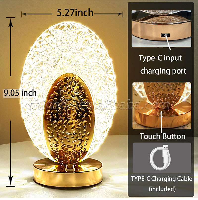 Crystal Led Table Lamp Stepless Dimming Usb Charging Touch Switch Remote Control Bedroom Light Living Room Decoration Desk Lamp SD-SR451