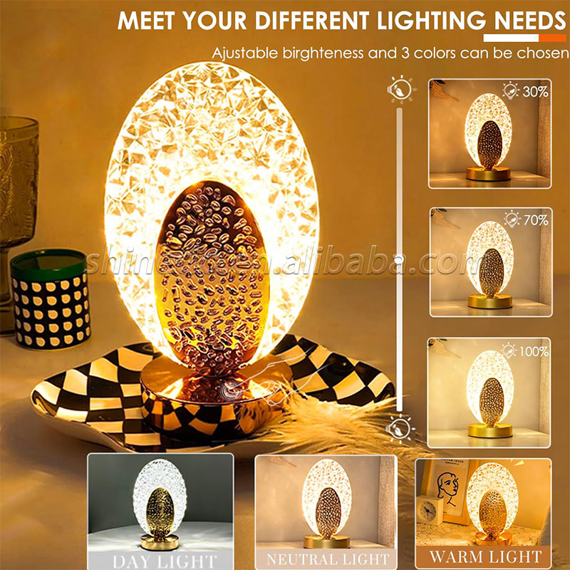 Crystal Led Table Lamp Stepless Dimming Usb Charging Touch Switch Remote Control Bedroom Light Living Room Decoration Desk Lamp SD-SR451