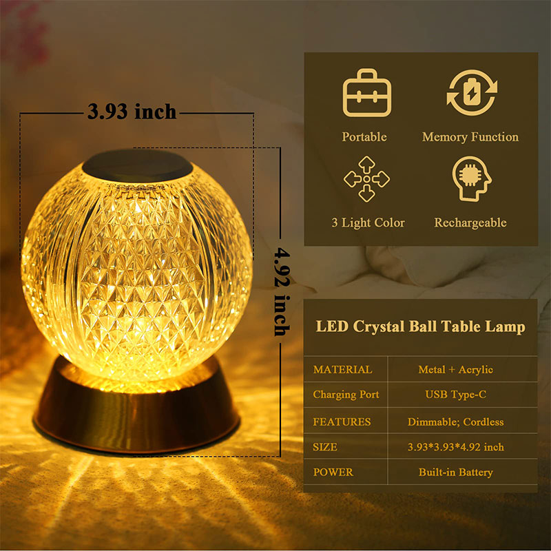 Crystal LED Table Lamps Battery/USB Powered Night Light Bedroom Living Bedside Lighting Fixture Nordic Home Decoration Desk Lamp SD-SR452