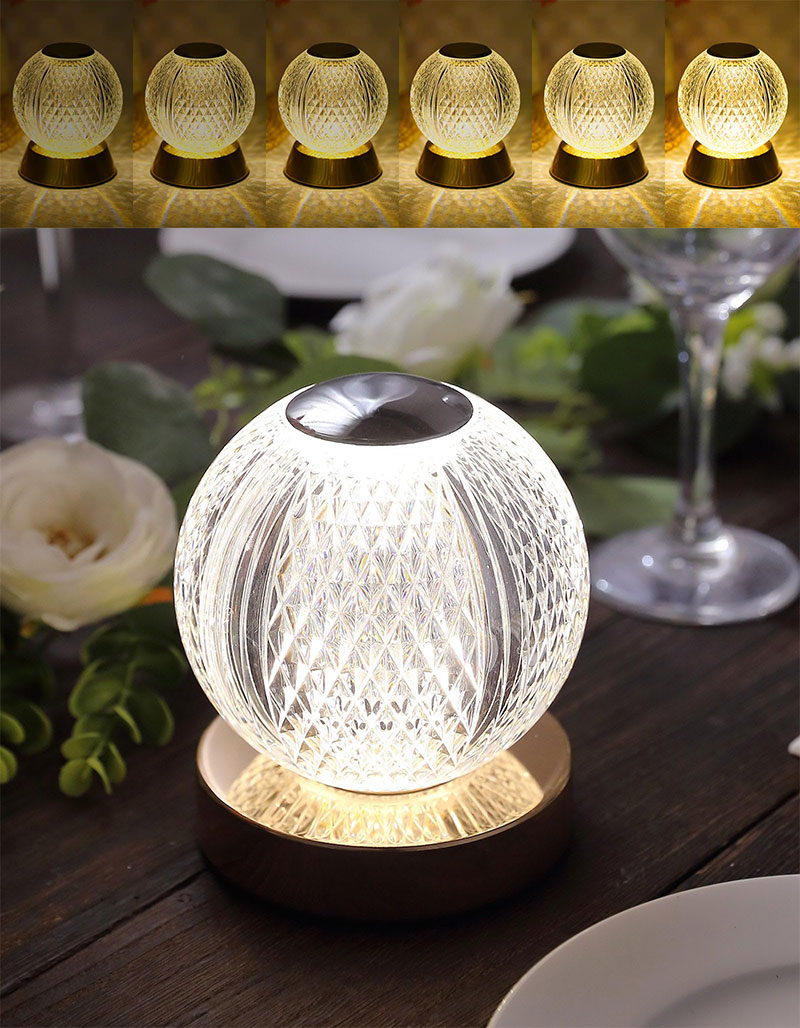 Crystal LED Table Lamps Battery/USB Powered Night Light Bedroom Living Bedside Lighting Fixture Nordic Home Decoration Desk Lamp SD-SR452