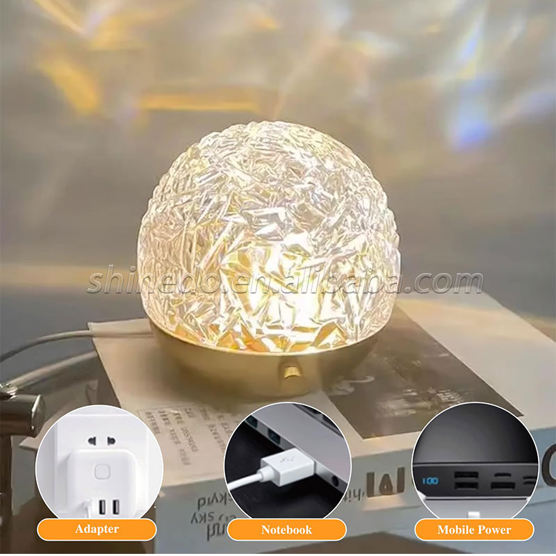 New Water Ripple Projector Night Light Crystal Mood Lamp Decoration Home Houses Bedroom Aesthetic Christmas Gift Table Lamp SD-SR453