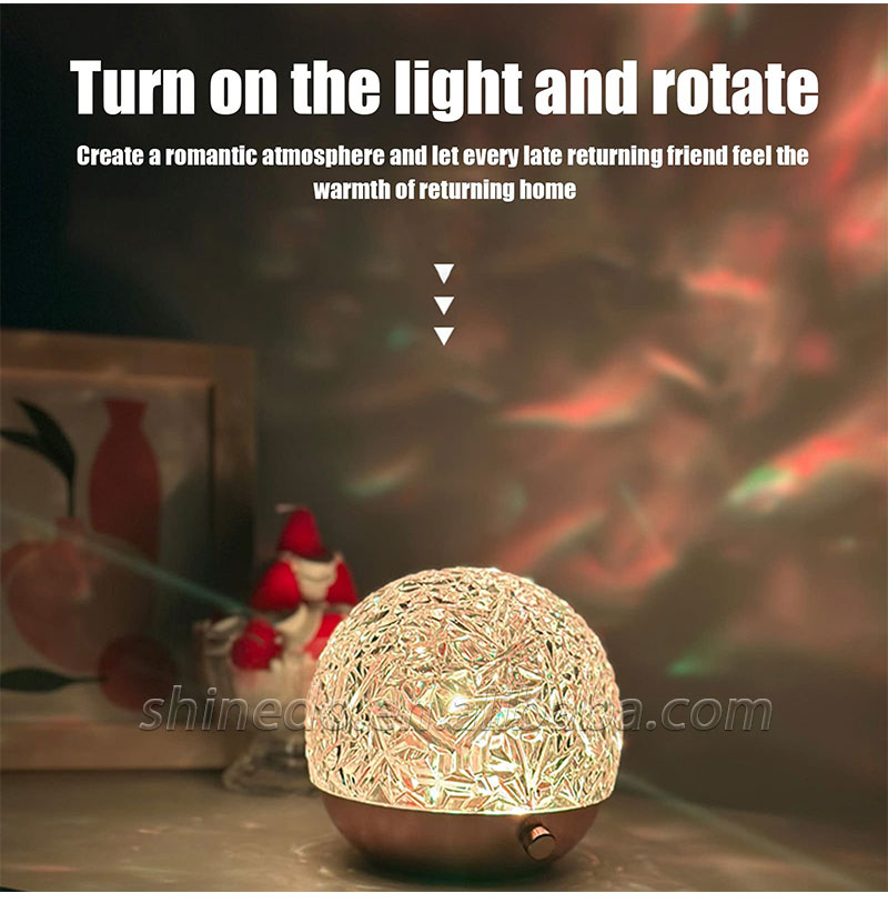 New Water Ripple Projector Night Light Crystal Mood Lamp Decoration Home Houses Bedroom Aesthetic Christmas Gift Table Lamp SD-SR453