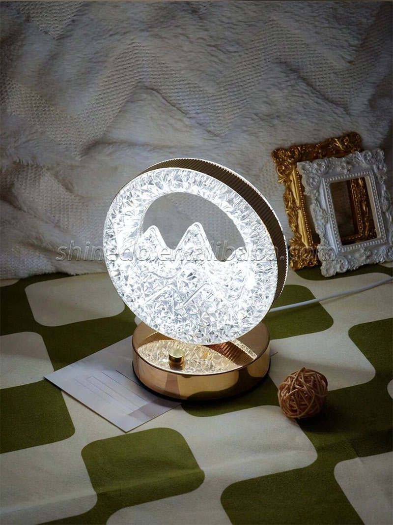 LED Crystal Table Lamp Small Waist Projector Touch Romantic Diamond Atmosphere Light USB LED Night Light for Bedroom SD-SR455