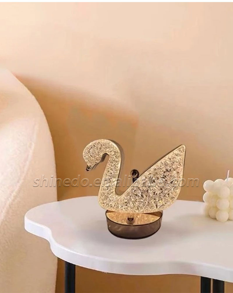 Crystal Duck Table Lamp Bedroom Birthday Gift Romantic USB Nightlight Diamond Rose Atmosphere Lamp SD-SR456