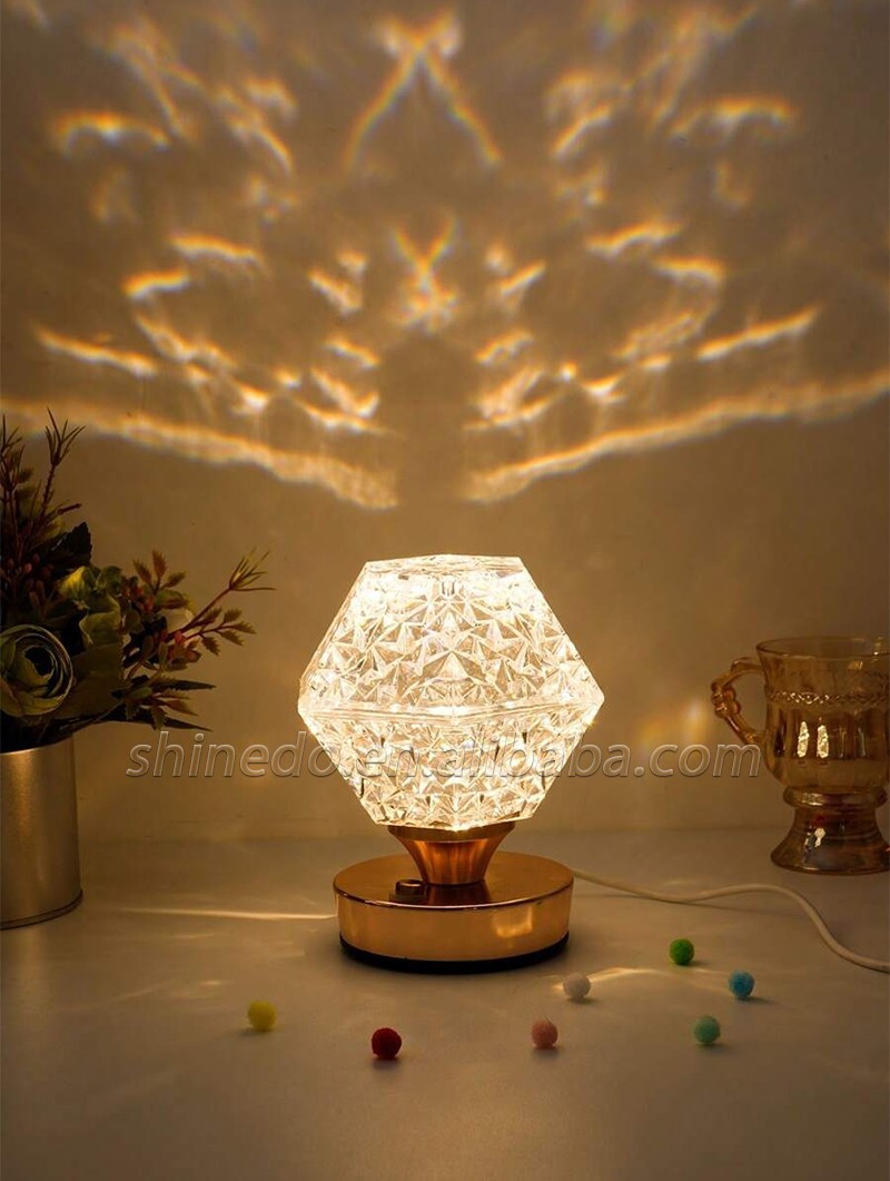 Night Light Crystal LED Lamp Projection Night Light USB Charging Touch Color Changing Room Decoration Atmosphere Table Lamp SD-SR458