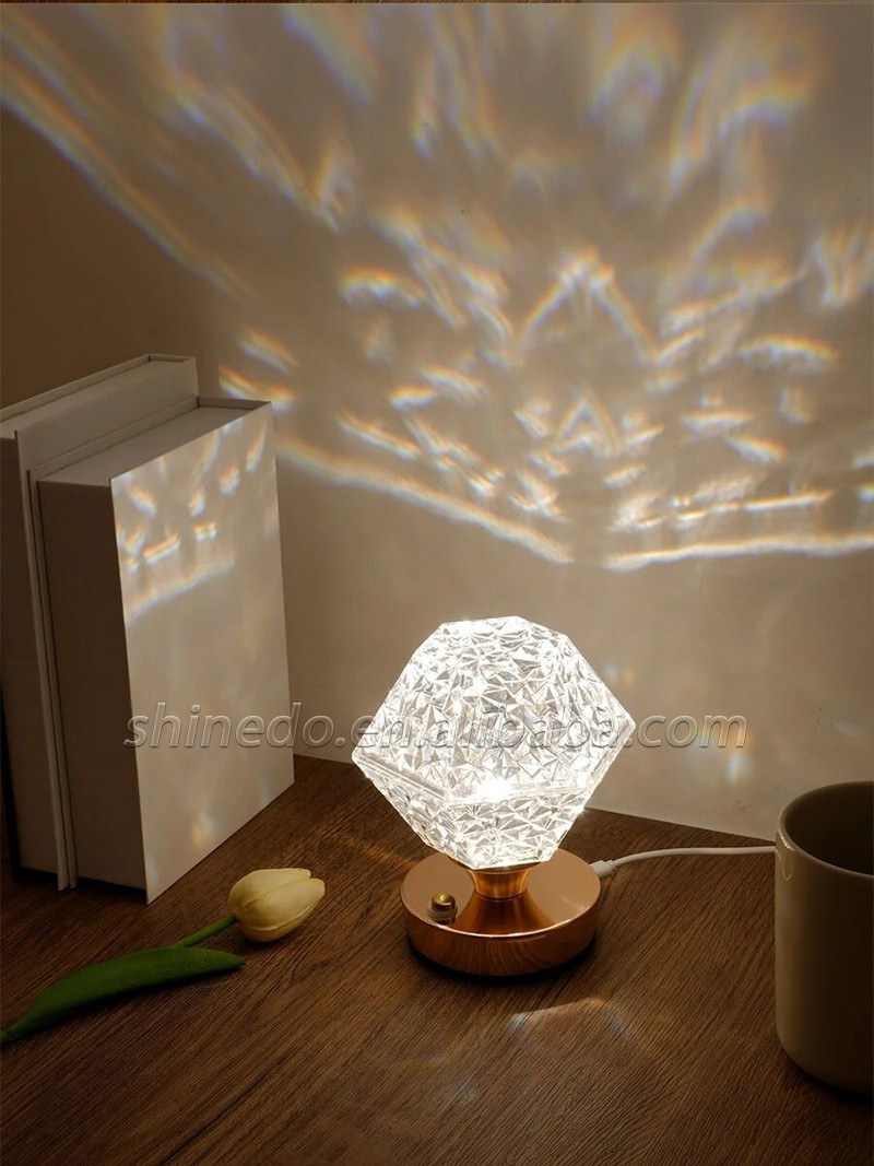 Night Light Crystal LED Lamp Projection Night Light USB Charging Touch Color Changing Room Decoration Atmosphere Table Lamp SD-SR458