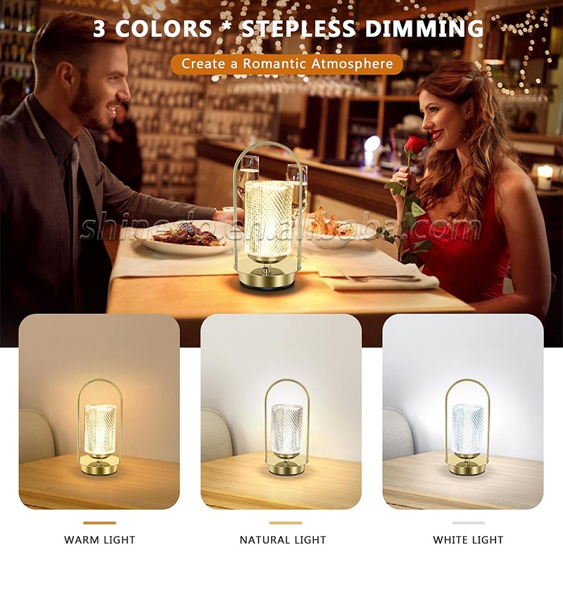 Portable Hanging Metal Table Lamp Dimmable Wireless Table Lamp Rechargeable Bedroom Bedside Night Light SD-SR459