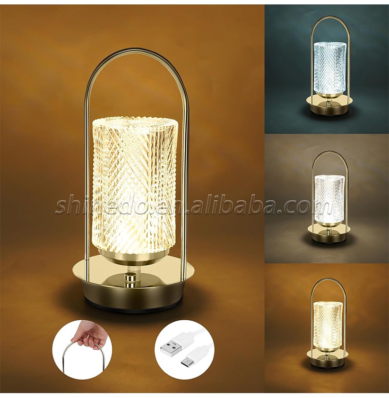 Portable Hanging Metal Table Lamp Dimmable Wireless Table Lamp Rechargeable Bedroom Bedside Night Light SD-SR459