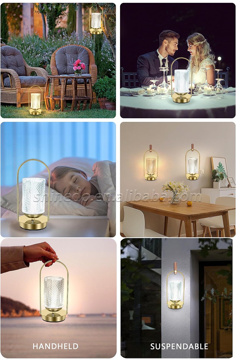 Portable Hanging Metal Table Lamp Dimmable Wireless Table Lamp Rechargeable Bedroom Bedside Night Light SD-SR459