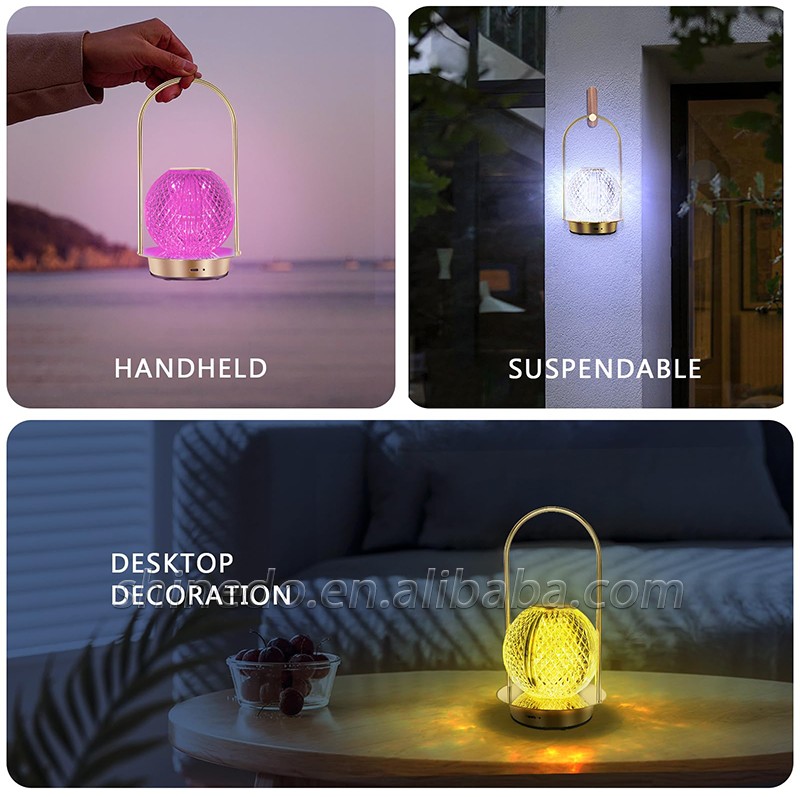 Nordic Crystal Rechargeable Table Lamp LED Bar Lamp Touch Dimmable Golden Desk Lamp Living Room Bedroom Hotel Lamp Bedside Lamp SD-SR460