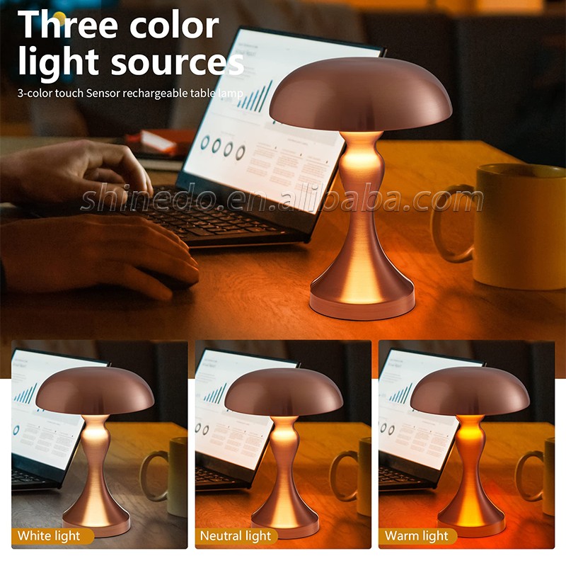 New Pattern Creative Plating Golden Table Lamp Simple Metal Bedroom Living Room Decoration Mushroom Desk LED Lighting SD-SR536