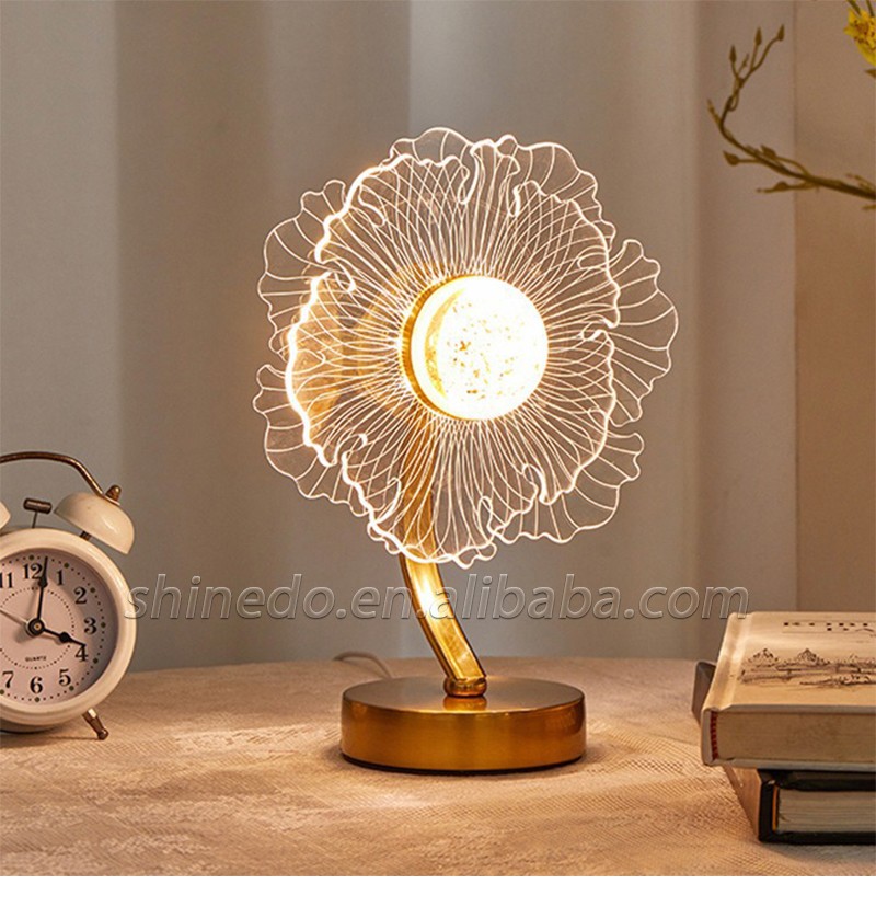 Lamp Flower Table Lighting Decorative Atmosphere Light Cordless Warm Romantic Living Room Sofa Home Decor Table Lamp SD-SR636