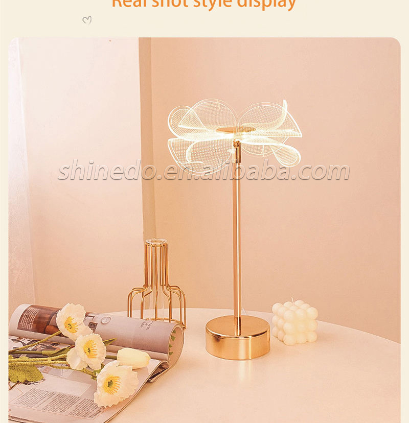 Lamp Flower Table Lighting Decorative Atmosphere Light Cordless Warm Romantic Living Room Sofa Home Decor Table Lamp SD-SR636