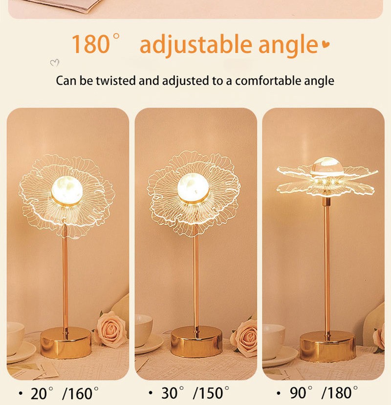 Lamp Flower Table Lighting Decorative Atmosphere Light Cordless Warm Romantic Living Room Sofa Home Decor Table Lamp SD-SR636