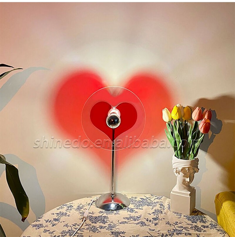 Romantic Love Table Lamp Heart-shaped Led Sunset Night Light Table Valentine's Day Red Love Heart Shape Night Light SD-SR639